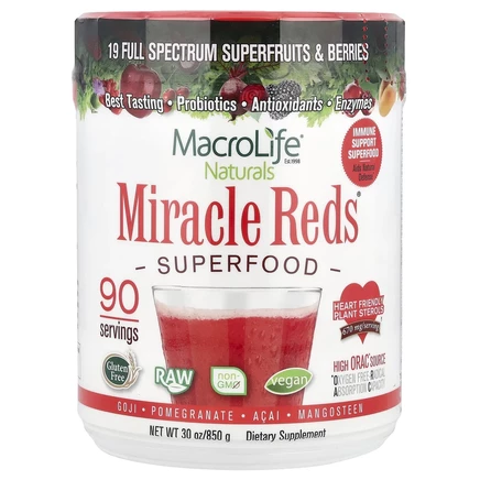 Macrolife Naturals, Miracle Reds, суперфуд, годжи, гранат, асаи, мангостин, 850 г (1,9 фунт)