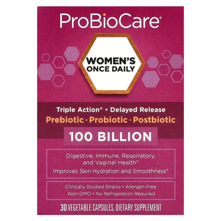 ProBioCare, Пробиотик для женщин, 1 раз в день, 100 млрд, 30 растительных капсул