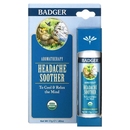 Badger, Aromatherapy, успокаивающее средство от головной боли, перечная мята и лаванда, 17 г (0,60 унции)