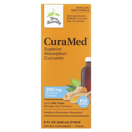 Terry Naturally, CuraMed, сироп, куркумин с улучшенной усвояемостью, 250 мг, 240 мл (8 жидк. унций)