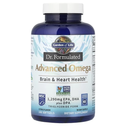 Garden of Life, Dr. Formulated, улучшенная формула омега жирных кислот, со вкусом цитрусовых, 180 капсул