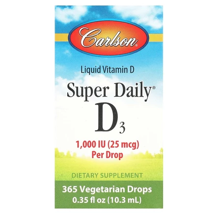 Капли Carlson Super Daily D3, 25 мкг, 10 мл