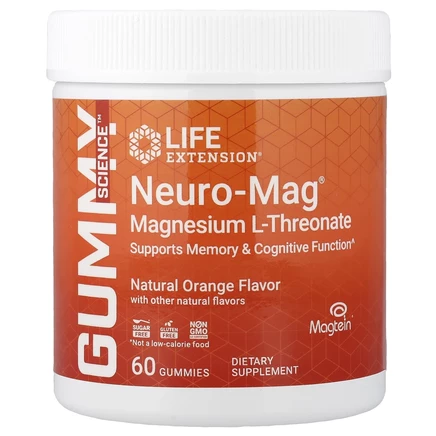 Life Extension, Neuro-Mag®, L-треонат магния, со вкусом натурального апельсина, 60 жевательных таблеток