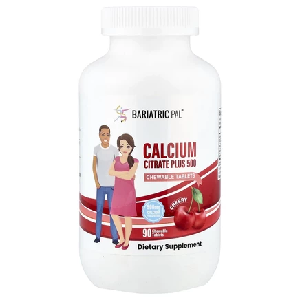 BariatricPal, цитрат кальция Plus 500, вишня, 90 жевательных таблеток