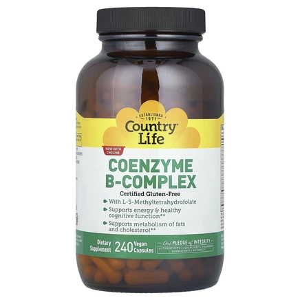 Country Life, комплекс коэнзимов группы B, 240 веганских капсул