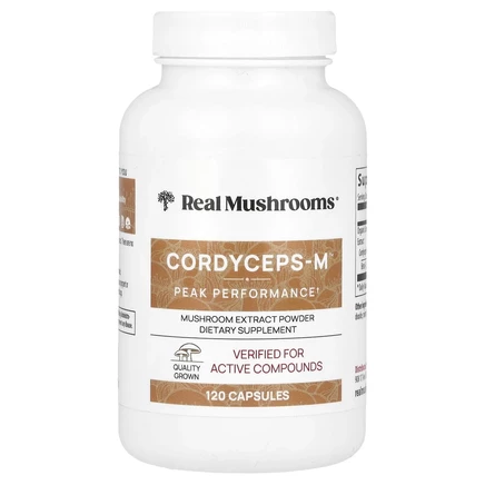 Real Mushrooms, Cordycep-M, экстракт грибов в порошке, 120 капсул