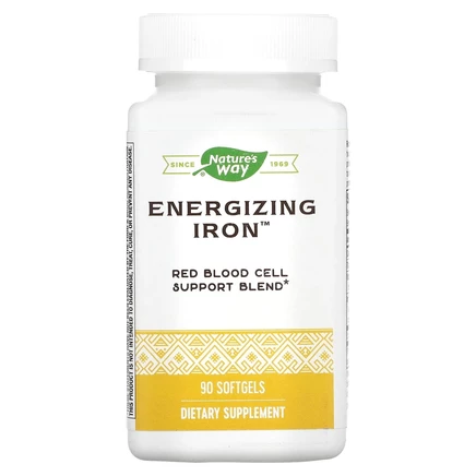 Nature's Way, Energizing Iron, формула с двойным железом, 90 мягких желатиновых капсул