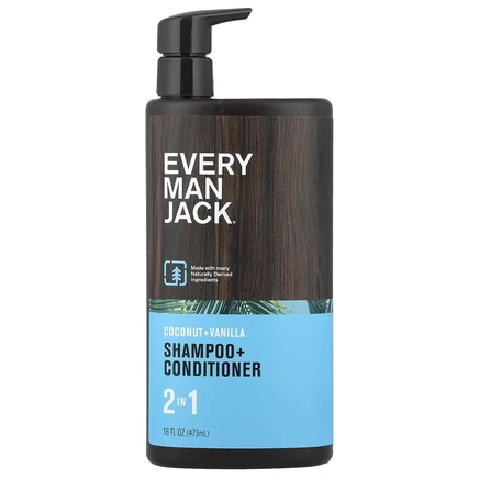 Every Man Jack, 2 в 1, шампунь и кондиционер, кокос и ваниль, 473 мл (16 жидк. унций)