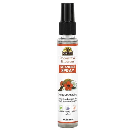 Okay Pure Naturals, Спрей для расчесывания волос, кокос и гибискус, 59 мл (2 жидк. Унции)