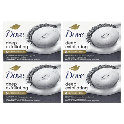 Dove, отшелушивающее мыло для глубокого отшелушивания с угольной пудрой и глицерином, 4 шт. по 106 г (3,75 унции)