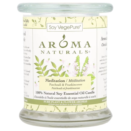 Aroma Naturals, Soy VegePure, полностью натуральная соевая свеча, для медитаций с эфирными маслами, пачули и ладан, 260 г (8,8 унции)