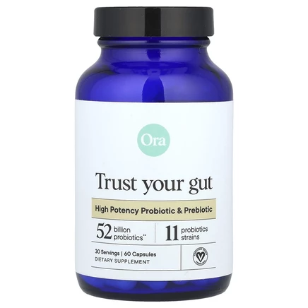 Ora, Trust Your Gut, высокоэффективный пробиотик и пребиотик, 60 капсул