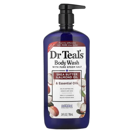 Dr. Teal's, гель для душа с чистой английской солью, маслом ши, миндальным маслом и эфирными маслами, 710 мл (24 жидк. унции)