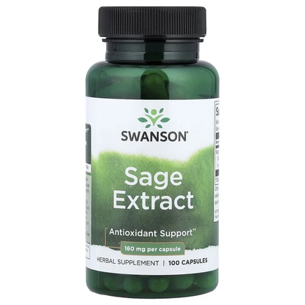Swanson, Экстракт шалфея, 160 мг, 100 капсул
