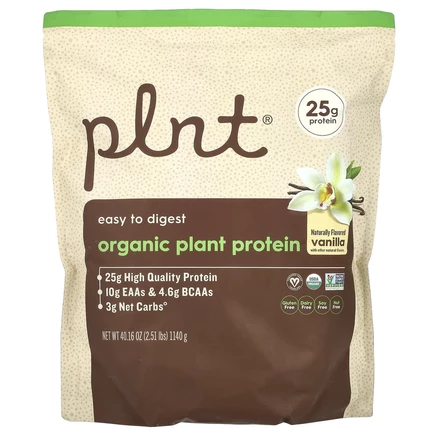Plnt, Органический растительный протеин, ваниль, 1140 г (2,51 фунта)