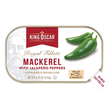 King Oscar, Royal Fillets, скумбрия с перцем халапеньо, 115 г (4,05 унции)