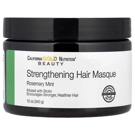California Gold Nutrition, Beauty, укрепляющая маска для волос, биотин, розмарин и мята, 340 г (12 унций)