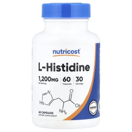 Nutricost, L-гистидин, 60 капсул (600 мг в 1 капсуле)