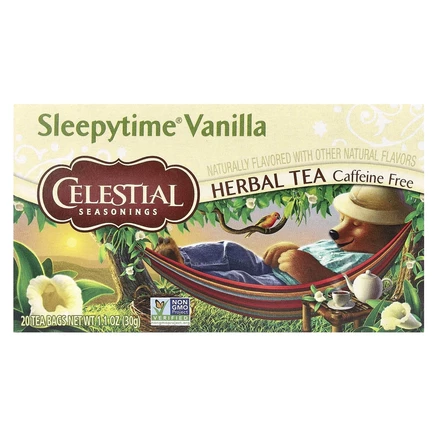 Celestial Seasonings, Травяной чай, Sleepytime Vanilla, без кофеина, 20 пакетиков, 1,0 унции (29 г)