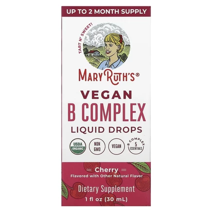 MaryRuth's, Веганский комплекс витаминов группы B, капли, вишня, 30 мл (1 жидк. унция)