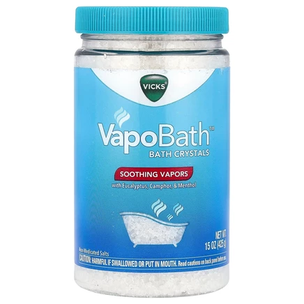 Vicks, VapoBath, кристаллы для ванн, успокаивающие пары, 425 г (15 унций)