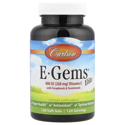 Carlson, E-Gems Elite, витамин E, 268 мг (400 МЕ), 120 мягких таблеток