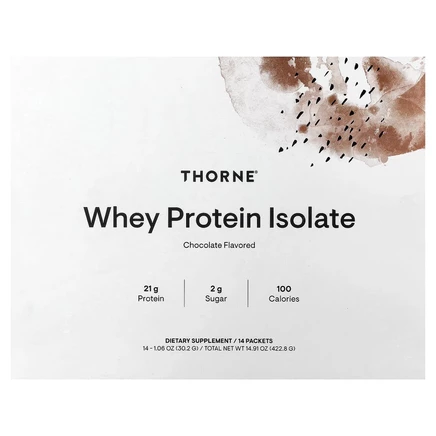 Thorne, Изолят сывороточного протеина, шоколад, 14 пакетиков по 30,2 г (1,06 унции)