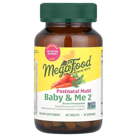 MegaFood, Baby & Me 2 ™, мультивитамины для послеродового периода, 60 таблеток