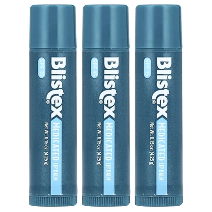 Blistex, заживляющий бальзам, защита губ с солнцезащитным фильтром, SPF 15, классический, в упаковке 3 бальзама по 4,25 г (0,15 унции)