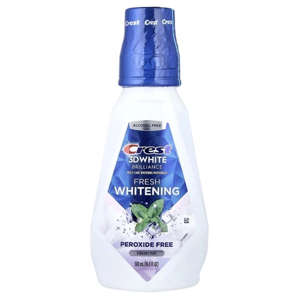 Crest, 3D White Brilliance, отбеливающий ополаскиватель для рта, без спирта, чистая мята, 500 мл (16,9 жидких унций)