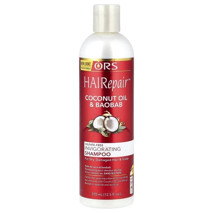 ORS, HAIRepair™, бодрящий шампунь, для сухих и поврежденных волос и кожи головы, кокосовое масло и баобаб, 370 мл (12,5 жидк. унции)