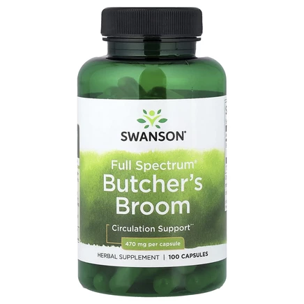 Swanson, Butcher's Broom, полный спектр, 470 мг, 100 капсул