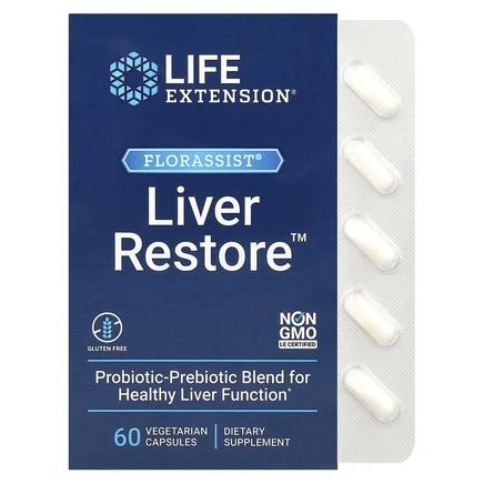 Life Extension, FLORASSIST Liver Restore, добавка для здоровья печени, 60 вегетарианских капсул