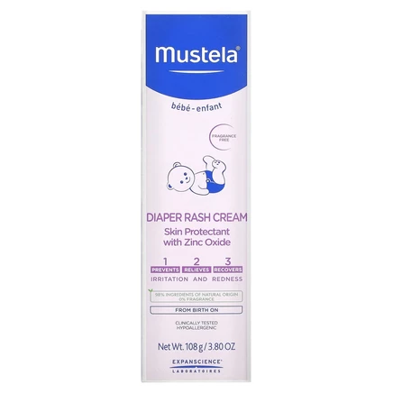 Mustela, детский крем от опрелостей «1-2-3», без отдушек, 108 г (3,80 унции)