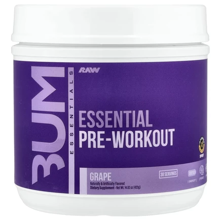 Raw Nutrition, Bum Essentials, предтренировочный комплекс, со вкусом винограда, 423 г (14,92 унции)