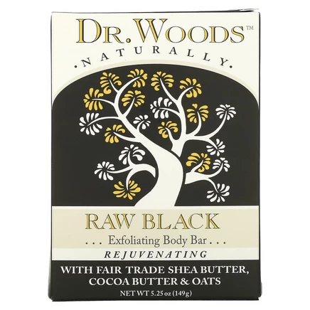 Dr. Woods, Сырое черное мыло для тела, 149 г (5,25 унции)