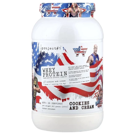 Project 1 Nutrition, сывороточный протеин, высококачественный протеиновый комплекс, «Американская мечта», печенье и сливки, 907 г (2 фунта)