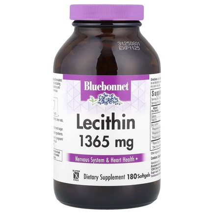 Bluebonnet Nutrition, натуральный лецитин, 1365 мг, 180 мягких желатиновых капсул