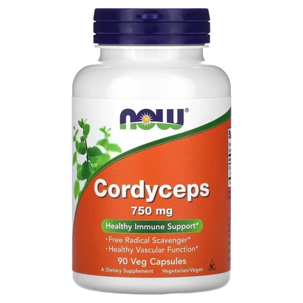 NOW Foods, кордицепс, 750 мг, 90 растительных капсул