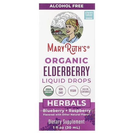 MaryRuth's, Органические жидкие капли из бузины, травы, голубика + малина, 30 мл (1 жидк. Унция)