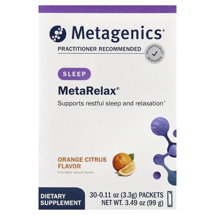 Metagenics, MetaRelax, апельсин и цитрус, 30 пакетиков, 3,3 г (0,11 унции) каждый