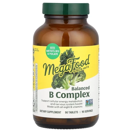 MegaFood, сбалансированный комплекс витаминов группы В, 90 таблеток