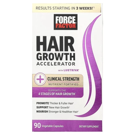 Force Factor, Ускоритель роста волос, 90 растительных капсул