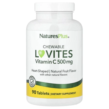 NaturesPlus, Жевательные Lovites, витамин C, натуральные фрукты, 500 мг, 90 таблеток