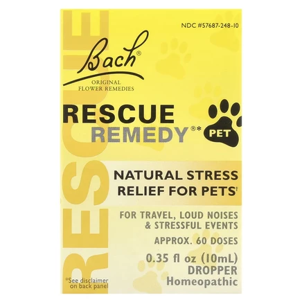 Bach, Original Flower Remedies, Rescue Remedy Pet, натуральное средство для снятия стресса, пипетка, 10 мл (0,35 жидк. Унции)