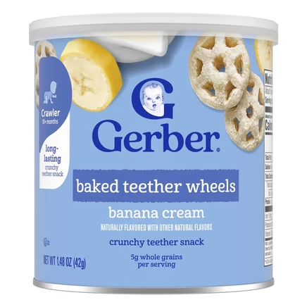 Gerber, Teether Wheels, от 8 месяцев, банановый крем, 42 г (1,48 унции)