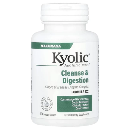 Kyolic, Aged Garlic Extract, экстракт выдержанного чеснока, для очищения и улучшения пищеварения, формула 102, 100 растительных таблеток