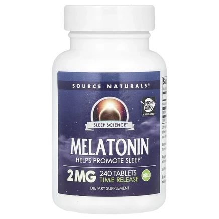 Source Naturals, Мелатонин с замедленным высвобождением, 2 мг, 240 таблеток