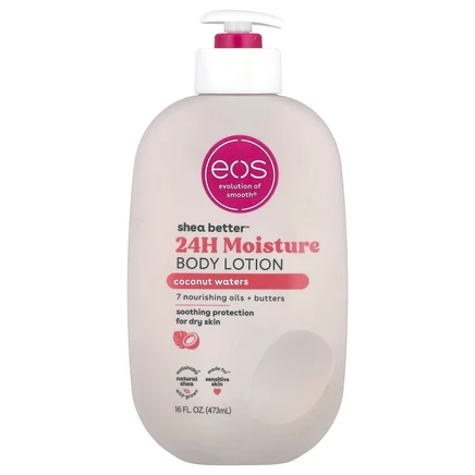 EOS, Shea Butter ™, увлажняющий лосьон для тела на 24 часа, кокосовая вода, 473 мл (16 жидк. Унций)