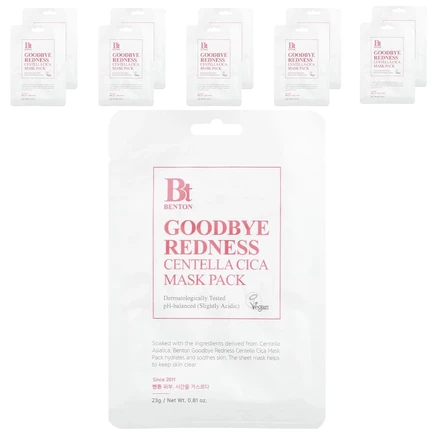 Benton, Goodbye Redness Centella Cica, маска для лица, 10 шт., 23 г (0,81 унции)